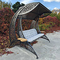 Садові гойдалки "Дубай" з подушками, колір чорний/коричневий, порошкове фарбування, матеріал основи - метал