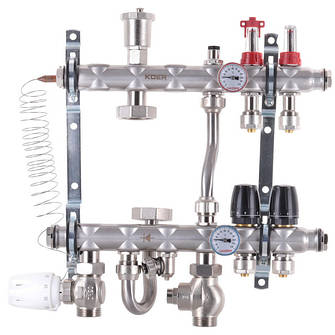 КОЛЕКТОРНИЙ ВУЗОЛ В ЗБОРІ ДЛЯ СИСТЕМИ "ТЕПЛА ПІДЛОГА" З НИЖНІМ ПІДКЛЮЧЕННЯМ KOER