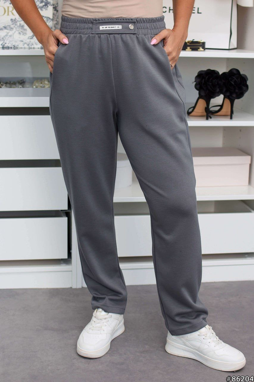 Жіночі трикотажні штани великого розміру графіт 48-50 , 52-54, 56-58, 60-62, фото 1