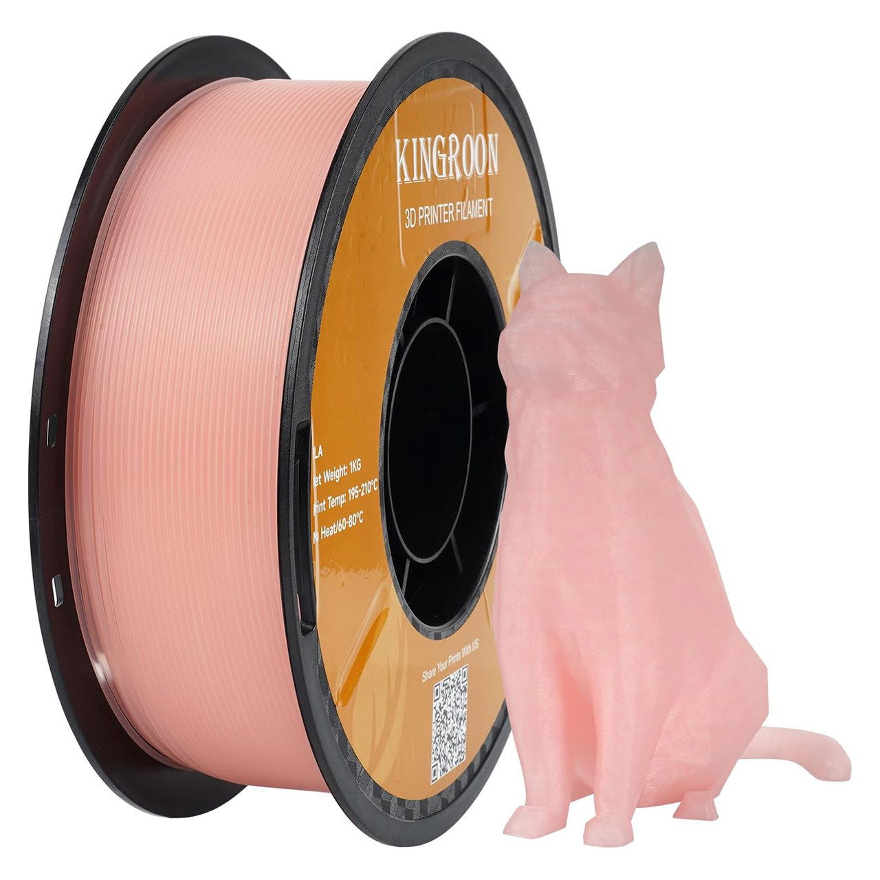Пластик KINGROON PLA Luminous/Glow In the Dark PINK (HC216), Classic Spool, 1кг, 190-210°C, B50-70°C,Рожевий філамент для 3Д-друку, фото 1
