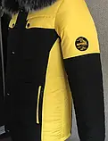 Тепла зимова куртка Ярослав на хлопчика від 6 років і для підлітків Жовтий дитячий подовжений пуховик парка зима 34, фото 6