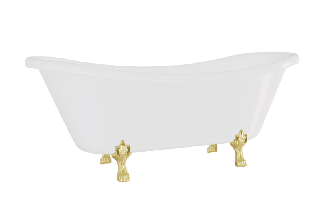 Ванна AMELIA ретро 190х77 з ногами золото, з 2 отворами, без сифону