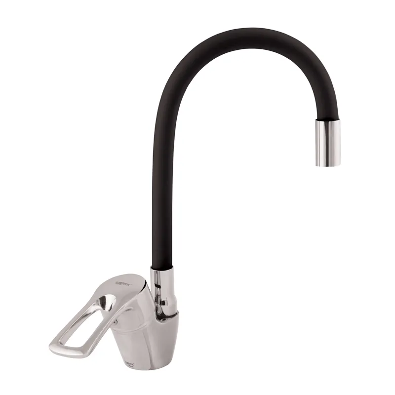 Змішувач для кухні Zerix YUB 181 з чорним гнучким виливом (ZX0438), фото 1