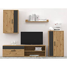 Вітальня (стінка) Барато Міні з ЛДСП Дуб артизан/Чорний Gerbor