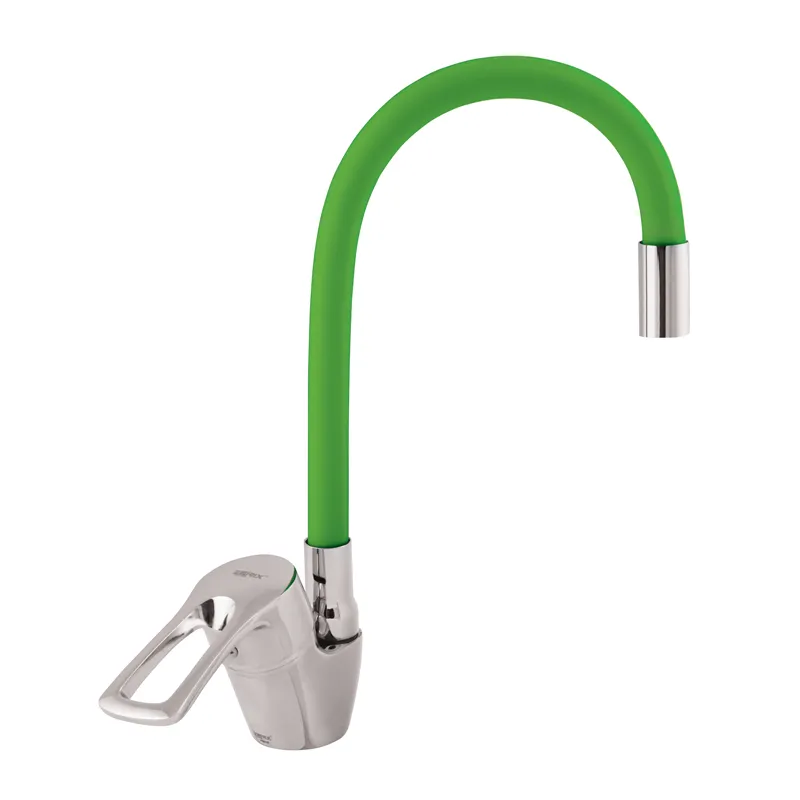 Змішувач для кухні Zerix YUB 181 із зеленим гнучким виливом (ZX0437), фото 1