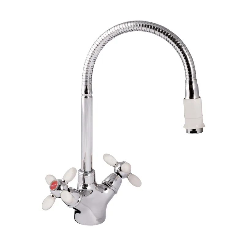 Змішувач для кухні Zerix Z5860-7 (білі ручки) (ZX0349), фото 1