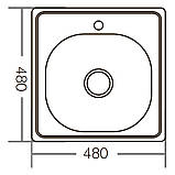 Мийка кухонна Zerix Z4848-06-160E (Satin) (ZM0557), фото 3
