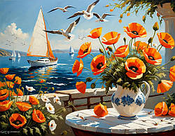 Алмазна вишивка ТМ Алмазна мозаїка Літнє місце біля моря (DM-493) 30 х 40 см (Без підрамника)