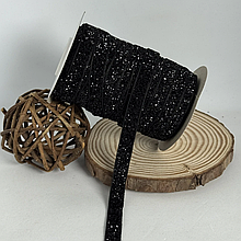 Оксамитова стрічка 1см з люрексом чорний