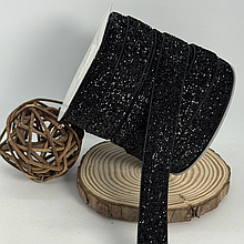 Стрічка оксамитова 2см із люрексом чорний