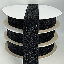 Стрічка оксамитова 3.8см із люрексом чорний