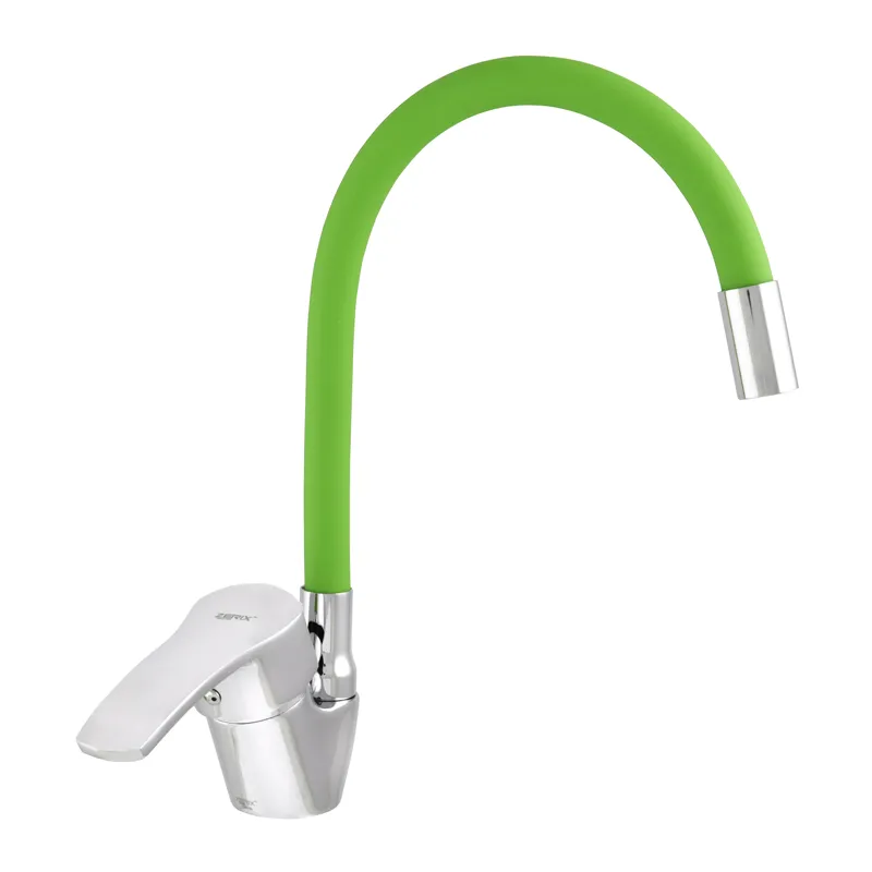 Змішувач для кухні Zerix YUB 279 із зеленим гнучким виливом (ZX0444), фото 1