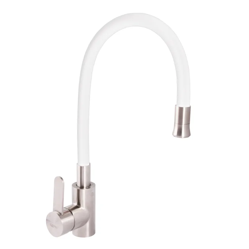 Змішувач для кухні Zerix LR74004-3 з білим гнучким виливом (LL1203), фото 1