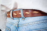 Ремінь шкіряний жіночий світло-коричневий Вестерн, ширина 3,5 см, фото 3