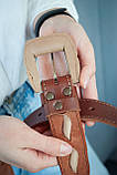 Ремінь шкіряний жіночий світло-коричневий Вестерн, ширина 3,5 см, фото 8