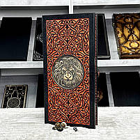 Нарди із чорного акрилового каменю Вогняний Лев 60×30×5см, фото 3