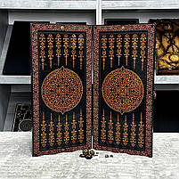 Нарди із чорного акрилового каменю Вогняний Лев 60×30×5см, фото 4