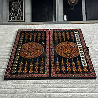 Нарди із чорного акрилового каменю Вогняний Лев 60×30×5см, фото 2