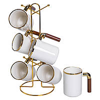 Набір чашок на металевій підставці 6 (шт) по 400 (мл) Білий HP-26-11