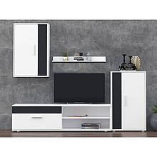 Вітальня (стінка) Барато Міні з ЛДСП Німфеа альба/Чорний Gerbor