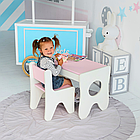 Дитячий комплект стільчик і стіл для маленьких набір меблів столик з ящиком та стільцем в дитячу 70×45×51 рожевий, фото 2
