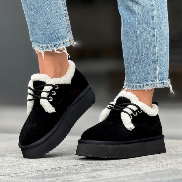 Черевики жіночі уггі короткі замшеві чорні (UG80-2), фото 1