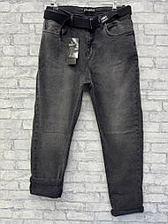 Чоловічі утепленні джинси MOM привужені на байці у темно - сірому кольорі