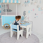 Дитячий комплект стільчик і стіл для маленьких набір меблів столик з ящиком та стільцем в дитячу 70×45×51 блакитний, фото 2