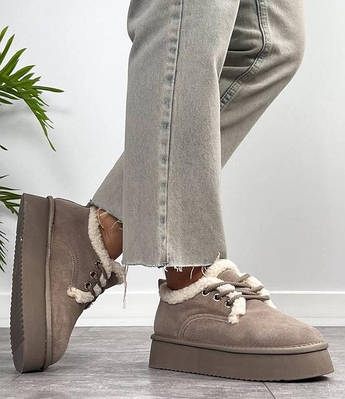 Черевики жіночі уггі короткі замшеві бежеві (UG80-2)