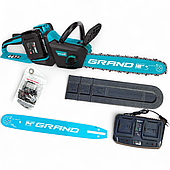 Акумуляторна пилка ланцюгова GRAND АПЦ-40А/16-8 (2 акумулятори, 40В, 8000 мАг, шина 405/355 мм, ЧЕХІЯ)