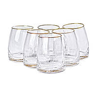 Набір із 6 склянок 400 мл із вигнутими стінками та вертикальним рифленням HP-16-20