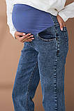 Сині джинси для вагітних Mom fit з високим трикотажний животиком S, фото 7