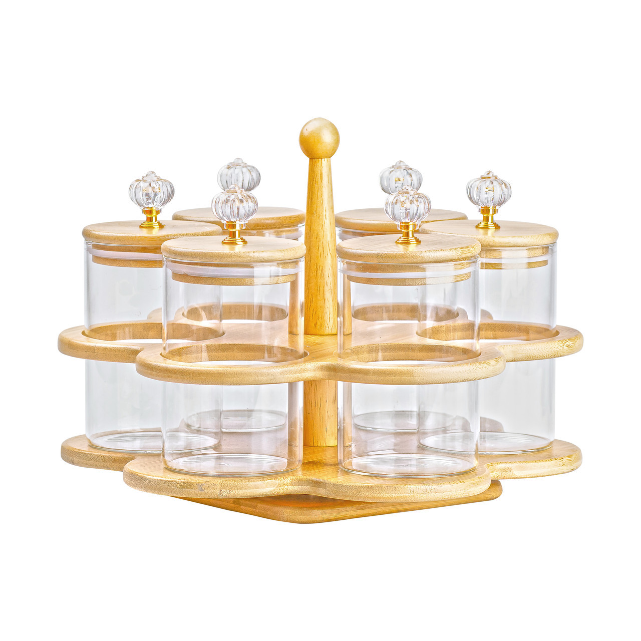 Банки для сипучих продуктів набір із 6 штук по 580 мл на дерев'яній підставці HP16292