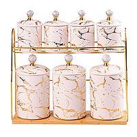 Набір для сипучих продуктів на металевій підставці 7 предметів по 300 мл і 700 мл HP-1215