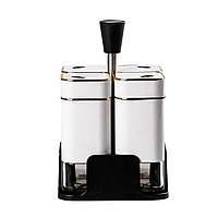 Набір для спецій на підставці 4 предмети 10х10х17 см ємності для приправ 120 мл Білий HP-1312