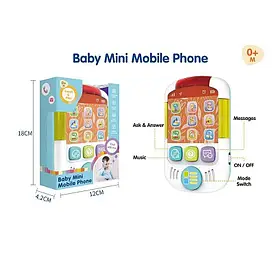 Телефон 7783 (96) озвучування англійською мовою, сенсорні кнопки, музика, завдання, підсвічування, в коробці