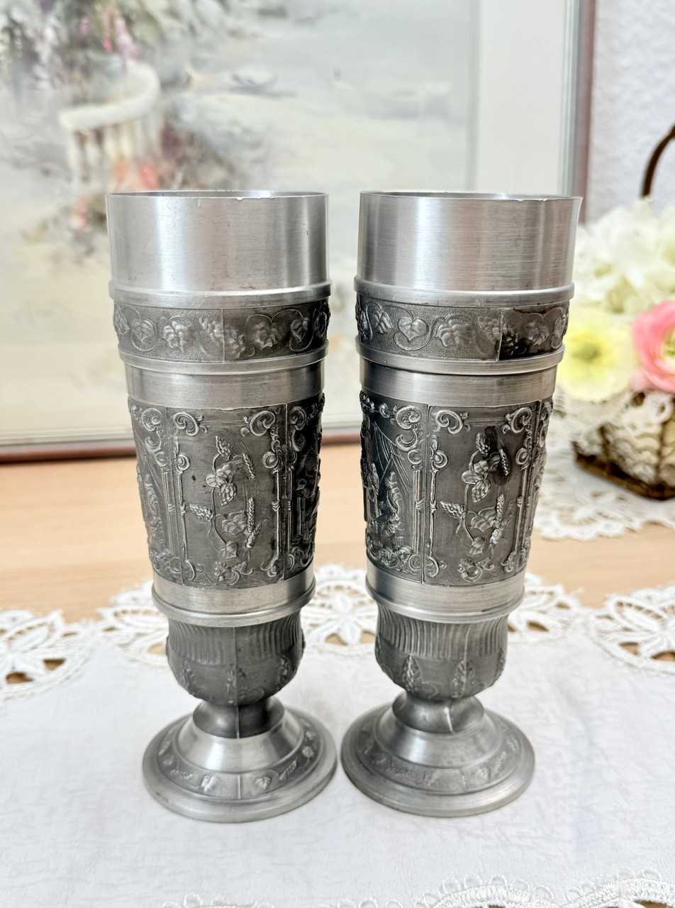 Два високі колекційні олов'яні келихи, харчове олово, Німеччина, 400 мл