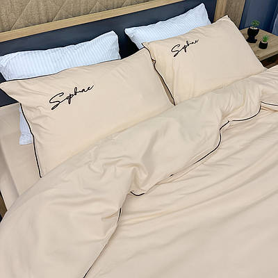 Комплект постільної білизни Сатин,  Двоспальний 180х220 Айворі (88-147)