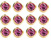 Сережки-гвоздики пусети Studex середні завальцьовані золото, камінь турмалін троянда 12 пар, 3 мм., R210Y
