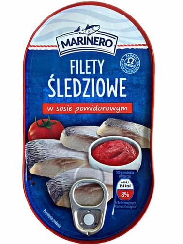 Філе оселедця у томатному соусі Filety Sledziowe MARINERO з/б 170 г Польща, фото 1