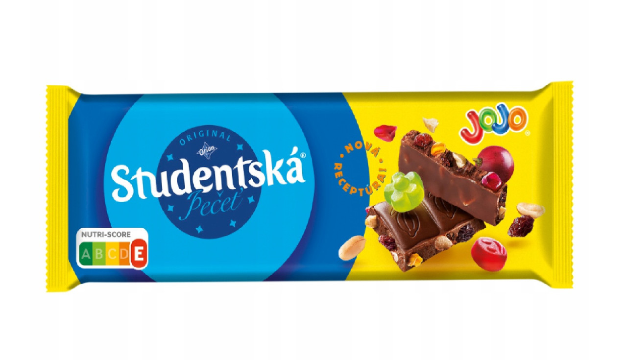Шоколад Молочний Orion Studentska Pecet Jojo з Желейними Цукерками, Горіхами та Родзинками 90 г Чехія, фото 1