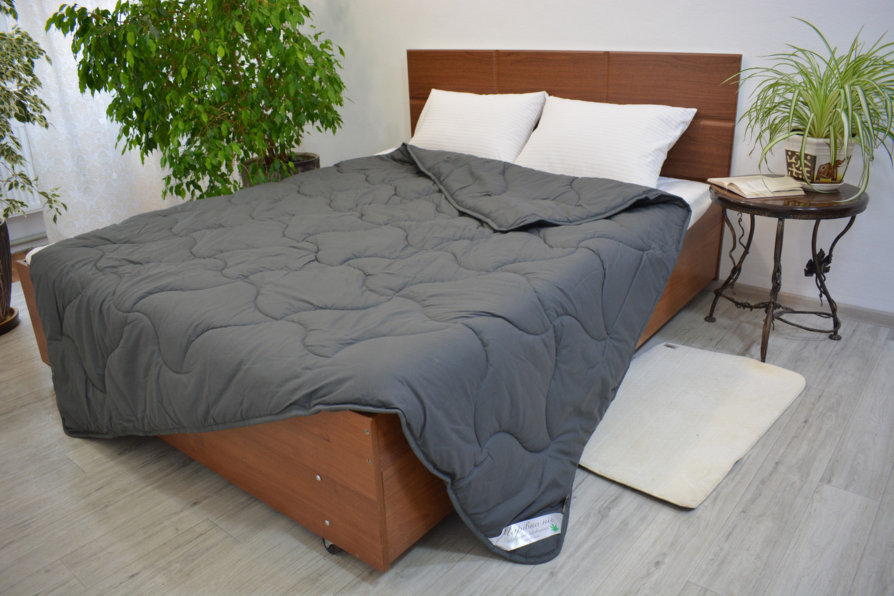 Ковдра Конопляна, Зимова, покриття Бязь Графіт, фото 1