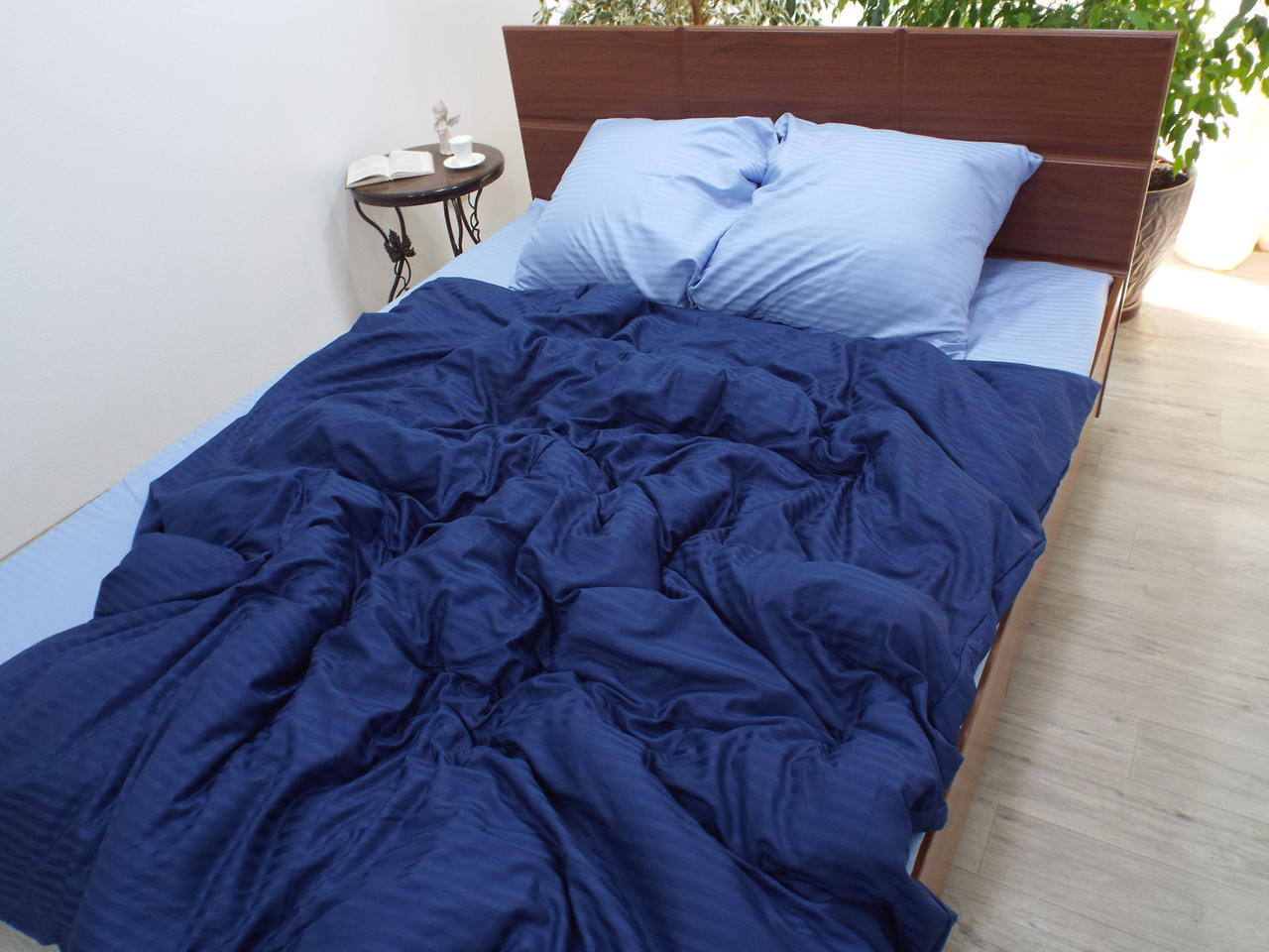 Постільна білизна сатин страйп Синій мікс, фото 1