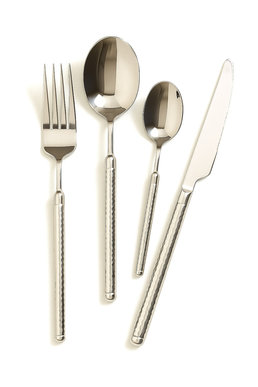 Набір столових приборів срібного кольору Graz з нержавіючої сталі REMY-DECOR 4 предмети для ресторанів кафе та будинку, фото 1