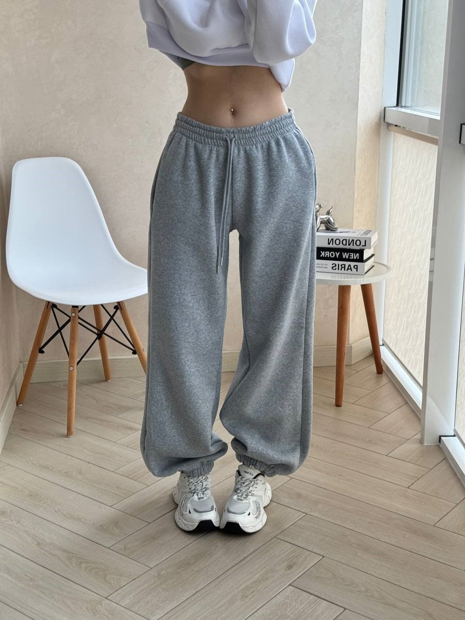 Жіночі теплі джоггери на флісі 42–48 Oversize меланж, фото 1