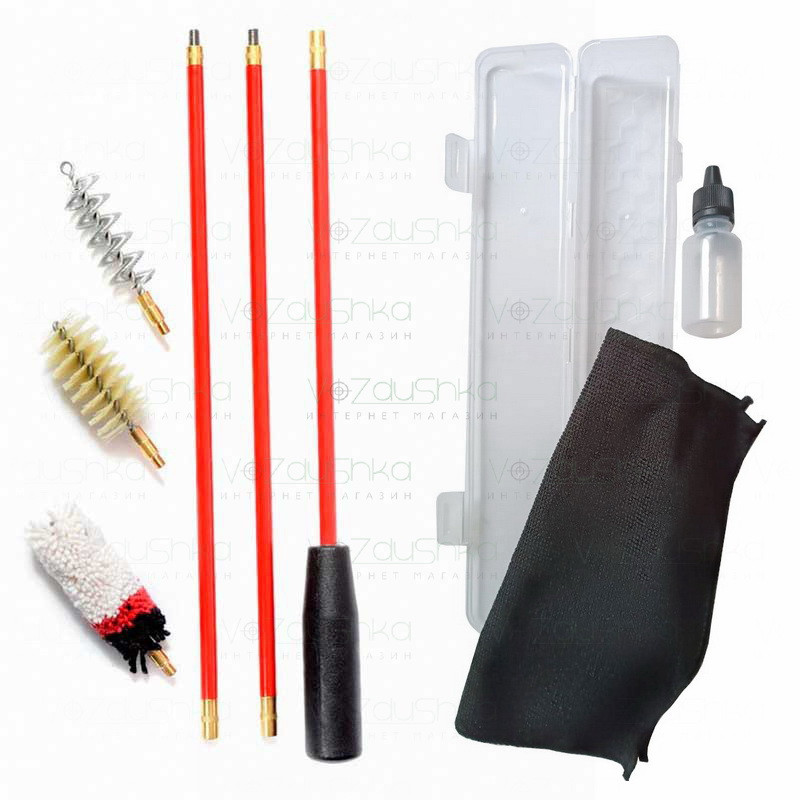 Набір для чищення 12 калібру шомпол у оплетці 3 йоржа + пенал