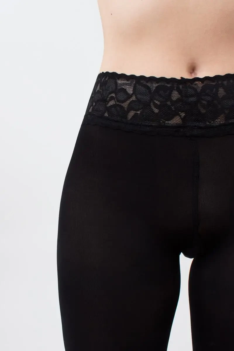 Колготки 100 ден з мереживним поясом на силіконі Giulia Impresso 100 чорного кольору розміри 2 3 4, фото 1