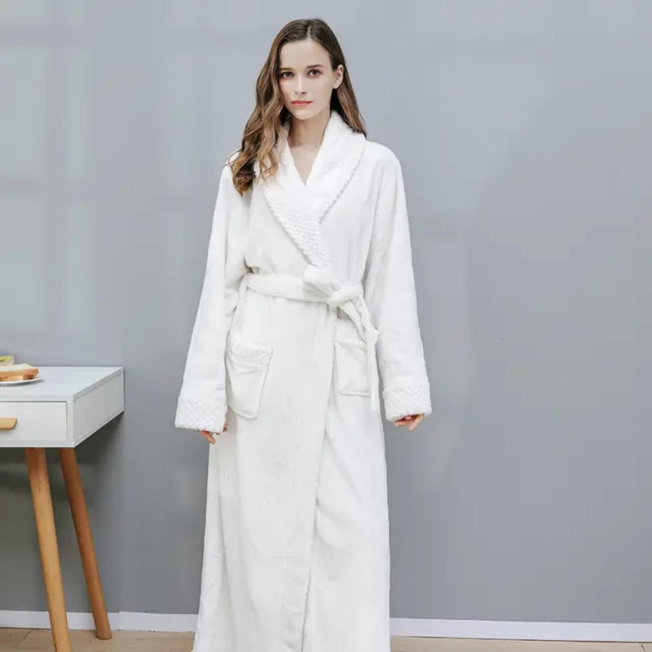 Халат довгий жіночий теплий махровий халат для дому сауни лазні басейну Білий, M, фото 1