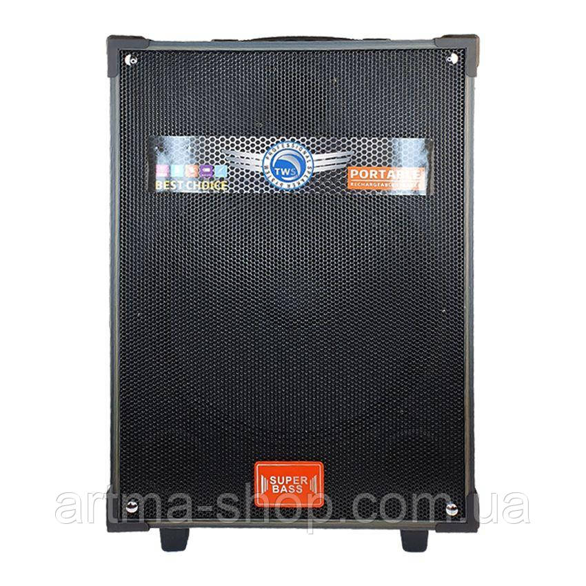 Акустична переносна Bluetooth колонка LT-912 з двома радіомікрофонами 2*8" 50 Вт FM, USB, AUX, RGB (410*325*583 мм), фото 1