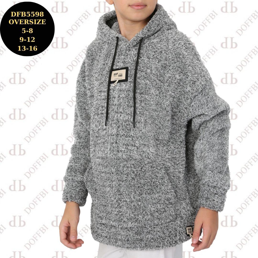 Тедді тепла сіра кофта худі на байці для хлопчиків 110,116,122,128 зросту DOFFBI Туреччина, фото 1